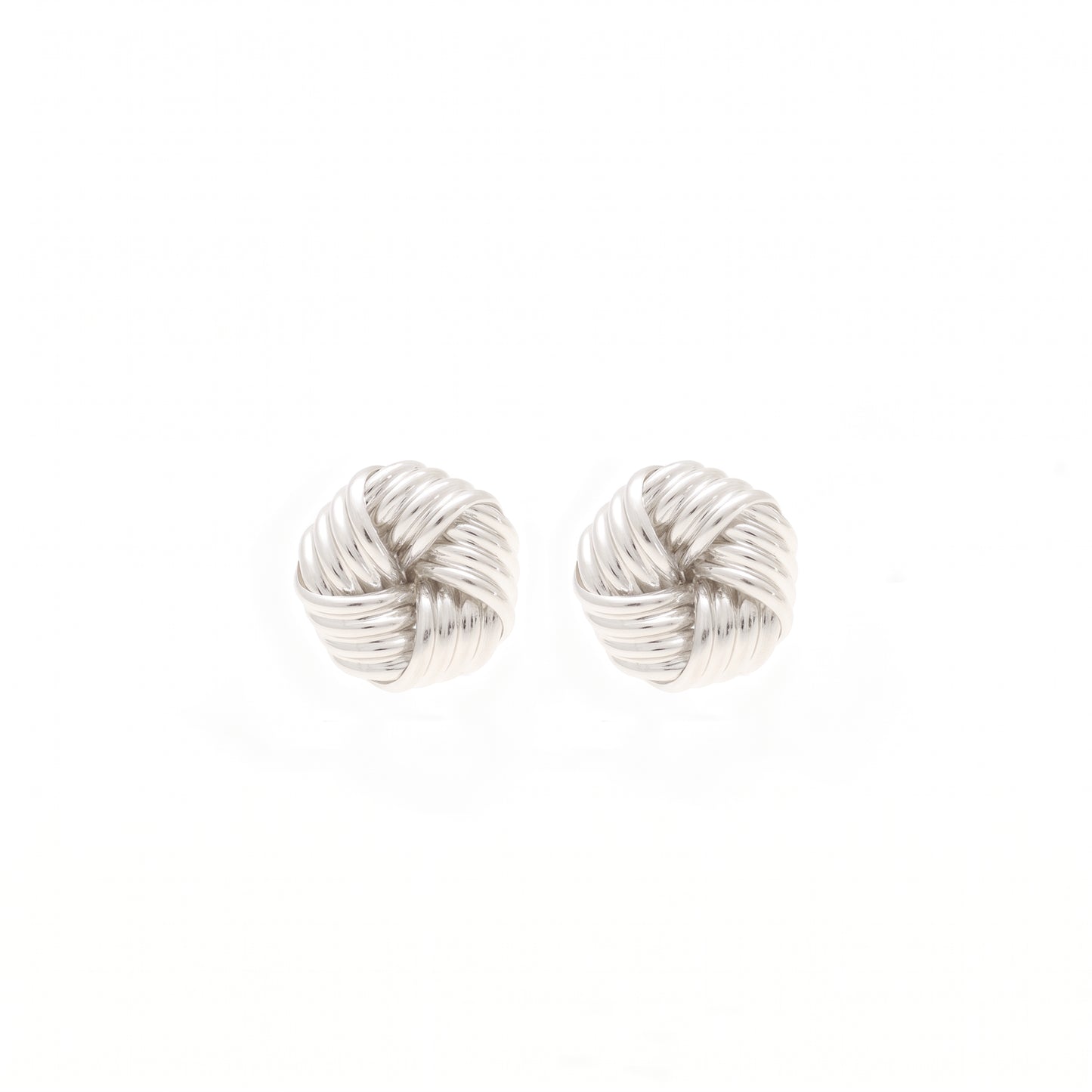 9ct White Gold Swirl Knot Stud Earrings 10.5mm x 10.5mm with Ribbed Finish