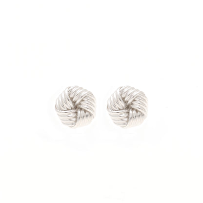 9ct White Gold Swirl Knot Stud Earrings 10.5mm x 10.5mm with Ribbed Finish
