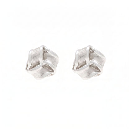9ct White Gold Ribbon Knot Stud Earrings 11mm x 11mm with Satin & Polished Finish