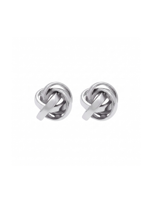 9ct White Gold Fancy Knot Stud Earrings