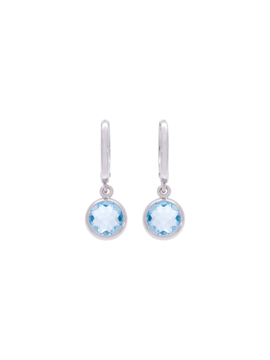 Blue Topaz Drop Earrings in 9ct White Gold
