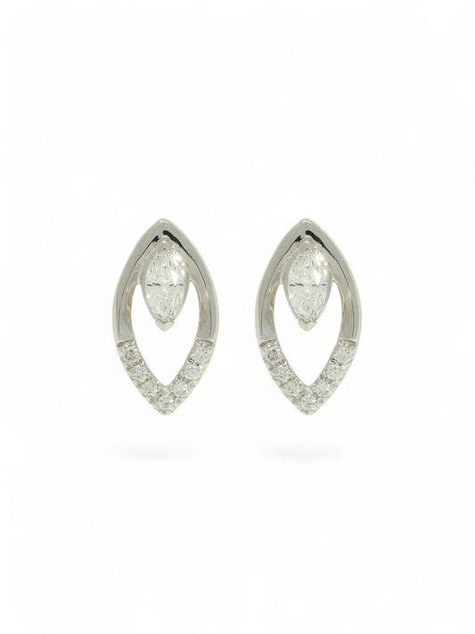 Diamond Marquise Stud Earrings 0.22ct in 9ct White Gold