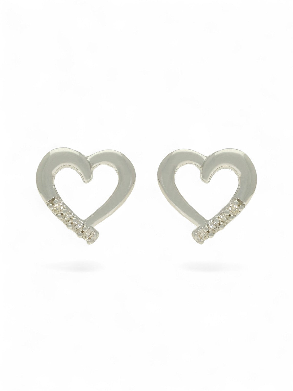 Diamond Heart Stud Earrings in 9ct White Gold