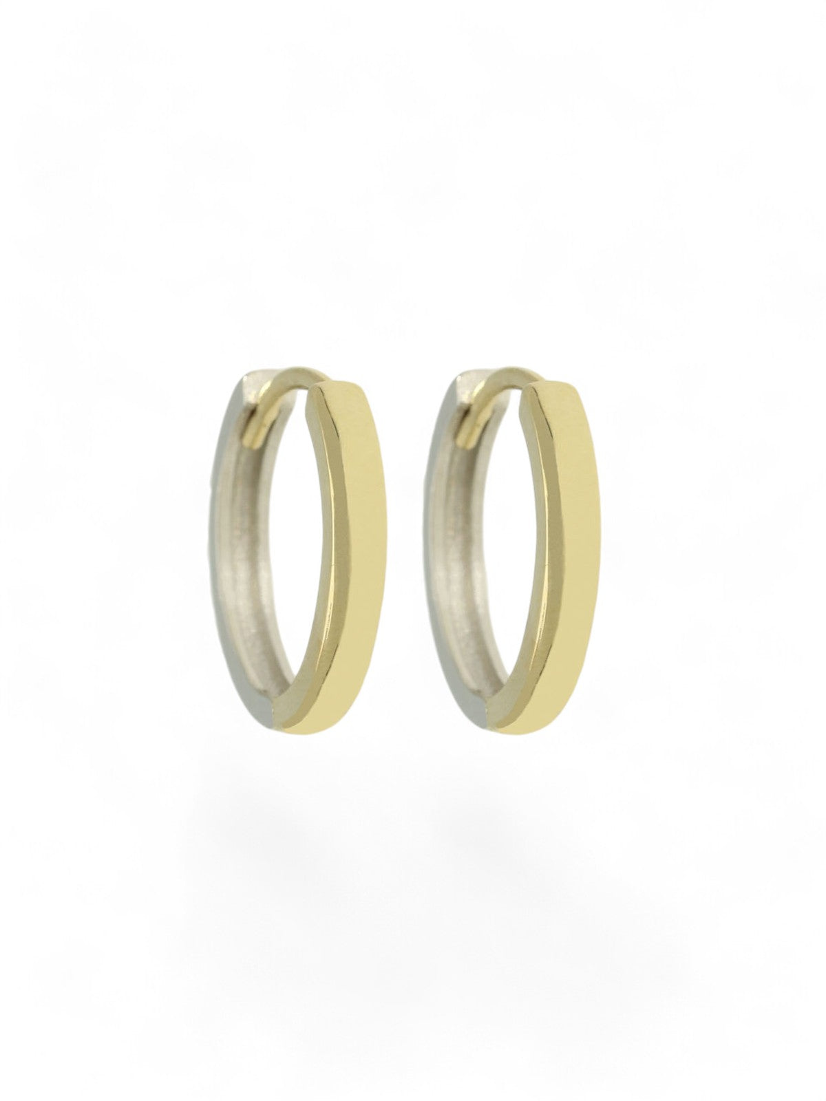 Polished Half Huggie Hoop Earrings in 9ct Yellow & White Gold