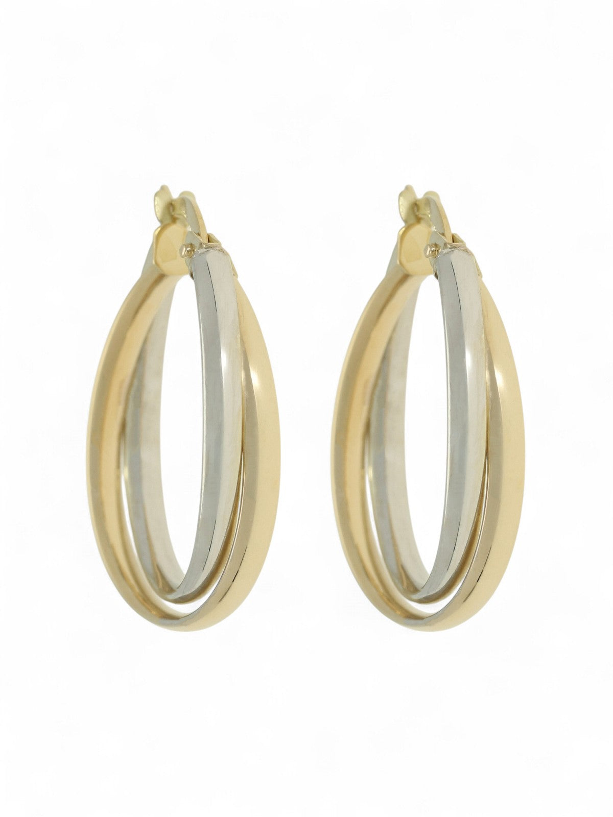 9ct Yellow & White Gold Interlocking Hoop Earrings 20mm