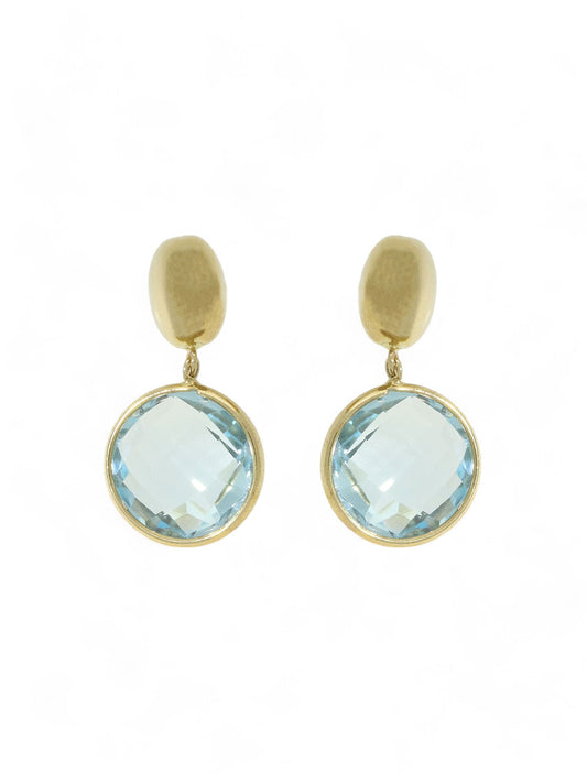 Blue Topaz Drop Earrings 11mm in 9ct Yellow Gold