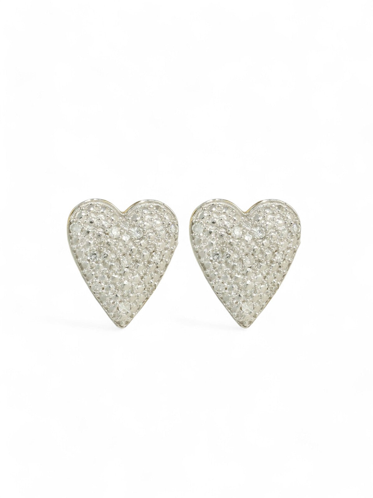 Diamond Heart Stud Earrings in 9ct Yellow Gold