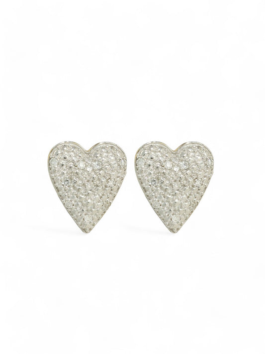 Diamond Heart Stud Earrings in 9ct Yellow Gold