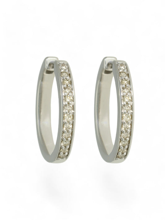 Diamond Channel Set Huggie Hoop Earrings in 9ct White Gold