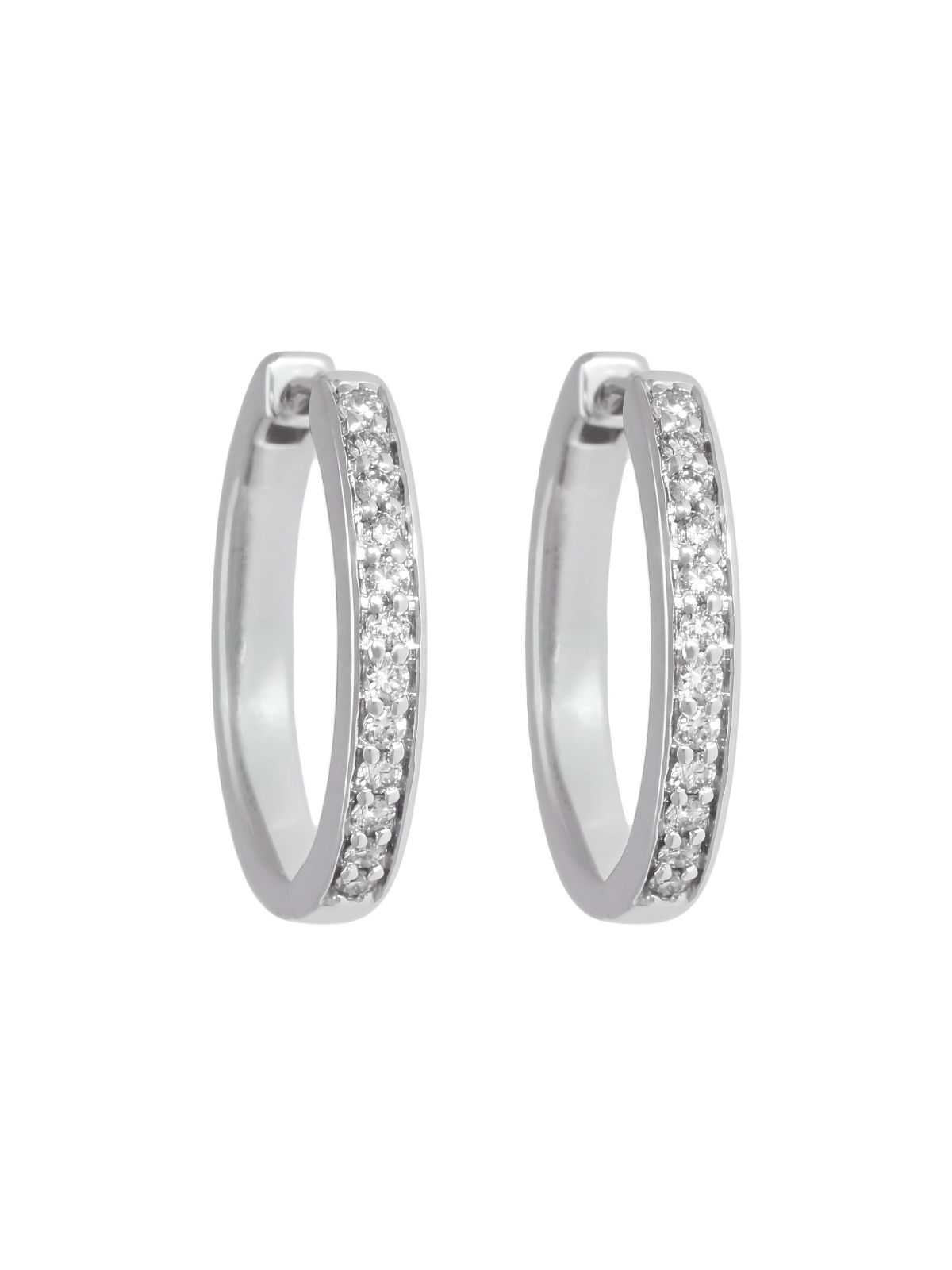 Diamond Huggie Hoop Earrings with 0.24ct of Round Brilliant Diamonds in 9ct White Gold
