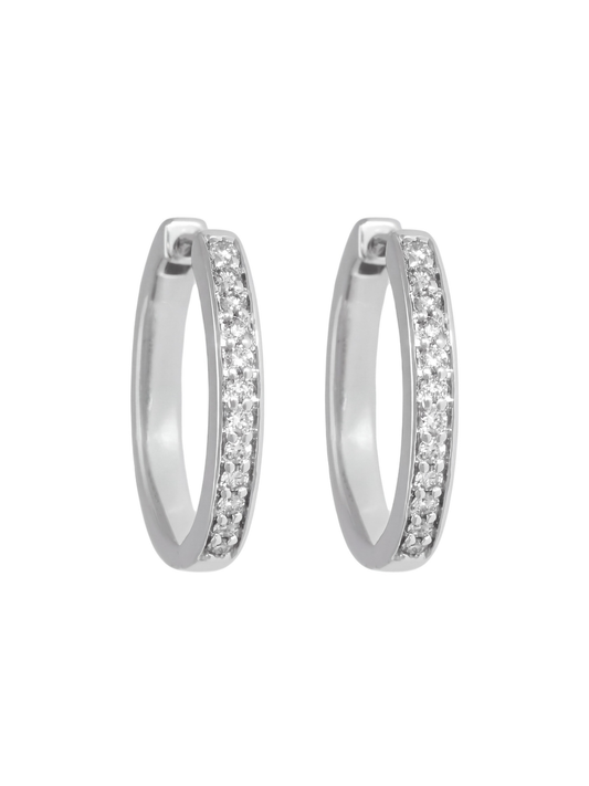 Diamond Huggie Hoop Earrings with 0.24ct of Round Brilliant Diamonds in 9ct White Gold