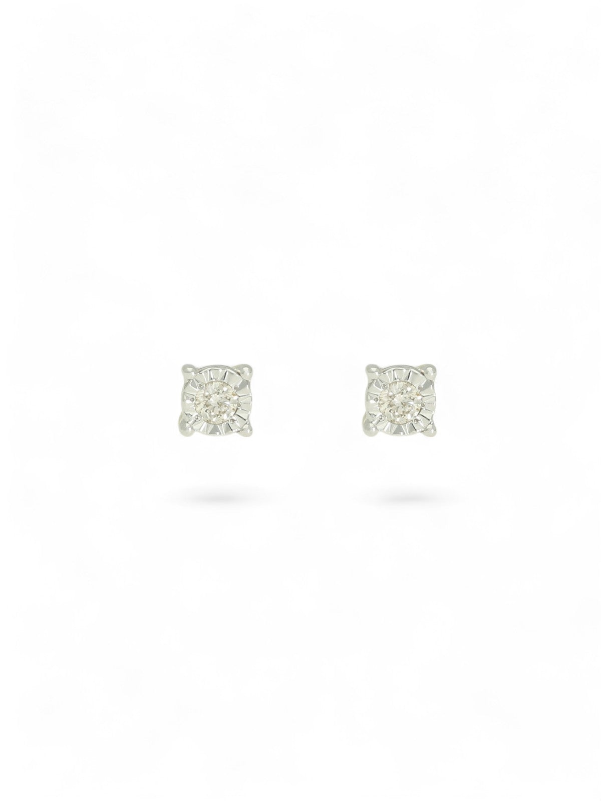 Diamond Round Brilliant 0.05ct Solitaire Stud Earrings in 9ct White Gold
