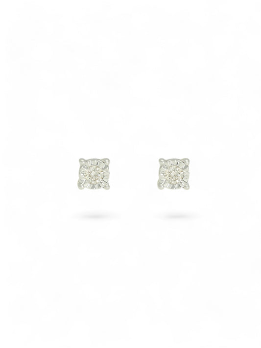 Diamond Round Brilliant 0.05ct Solitaire Stud Earrings in 9ct White Gold