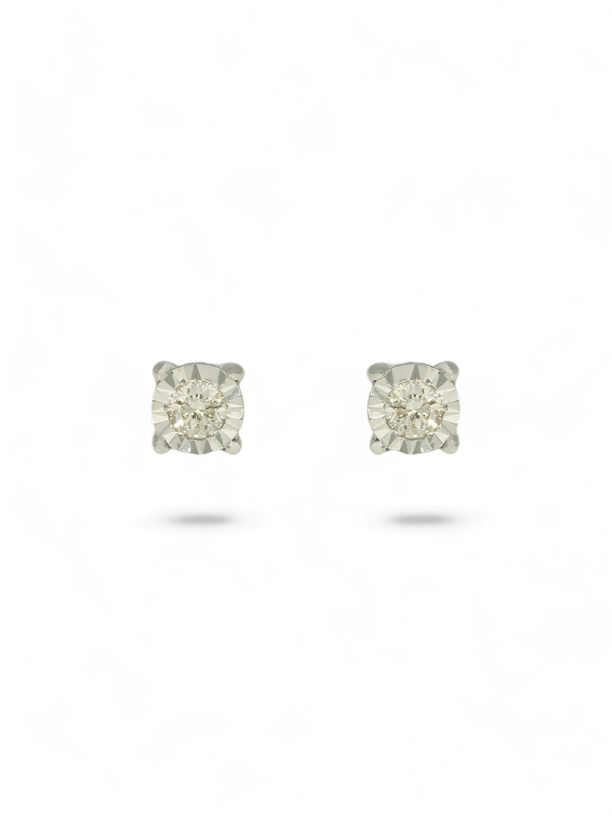 Diamond Round Brilliant 0.10ct Solitaire Stud Earrings in 9ct White Gold