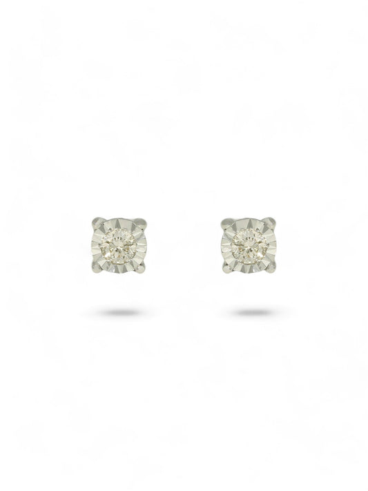 Diamond Round Brilliant 0.10ct Solitaire Stud Earrings in 9ct White Gold