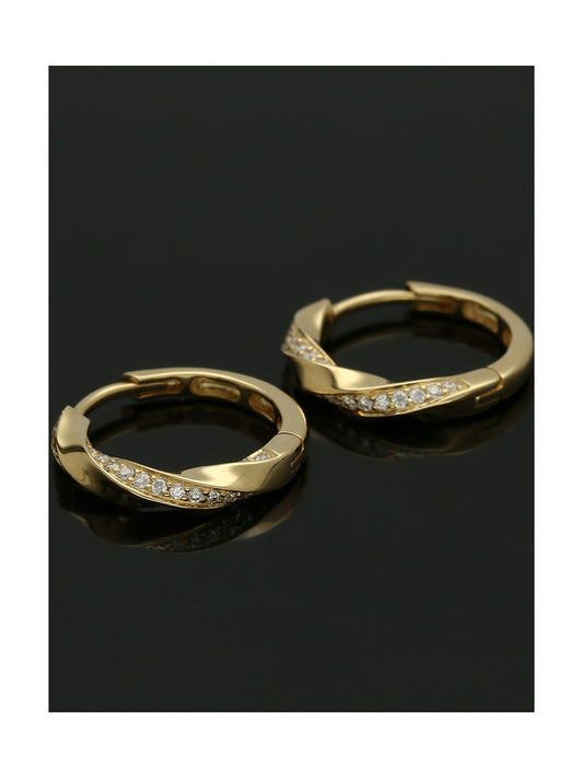 Diamond Twist Hoop Earrings in 9ct Yellow Gold
