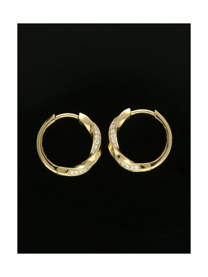 Diamond Twist Hoop Earrings in 9ct Yellow Gold