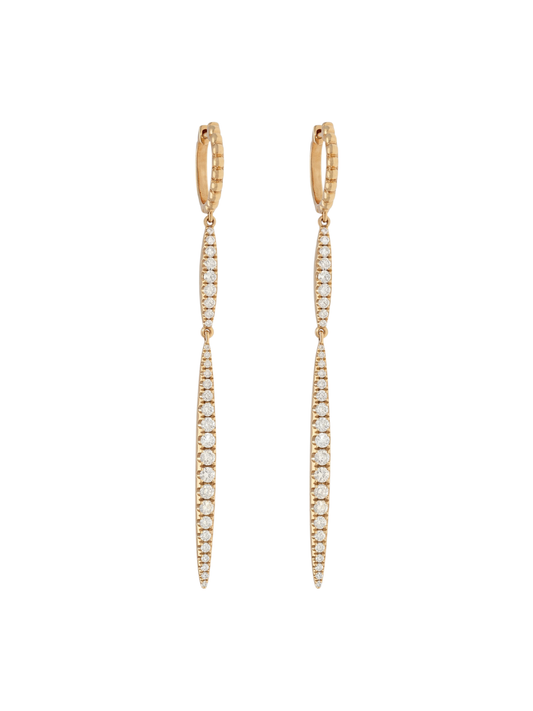Diamond Hoop & Bar Drop Earrings with 1.03ct of Round Brilliant Diamonds in 18ct Rose Gold