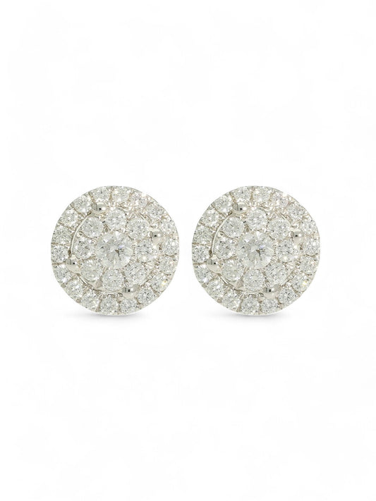 Diamond Cluster Earrings 0.62ct Round Brilliant Cut in 18ct White Gold