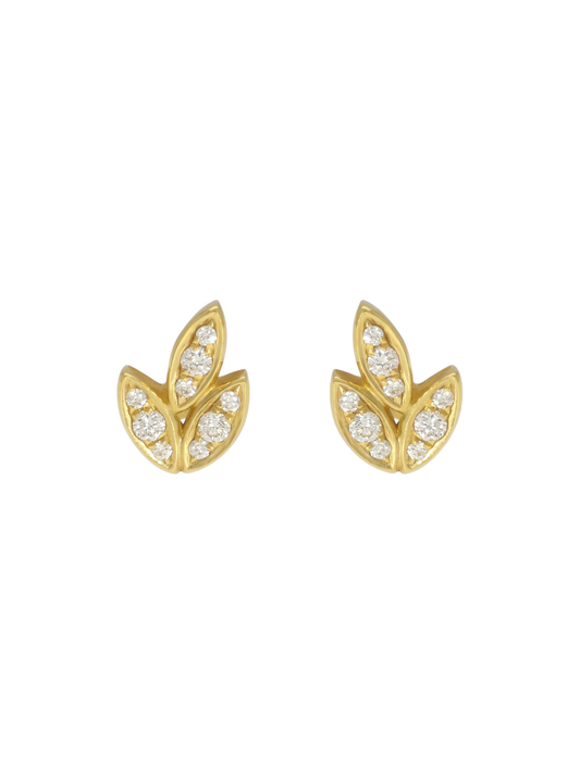 Diamond Barleycorn Stud Earrings with 0.13ct of Round Brilliant Diamonds in 18ct Yellow Gold