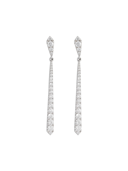 Diamond Drop Earrings with 1.46ct of Round Brilliant Diamonds in 18ct White Gold