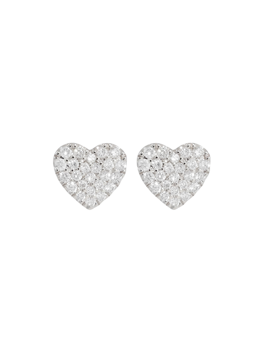 Diamond Heart Cluster Earrings with 0.33ct of Round Brilliant Diamonds in 18ct White Gold