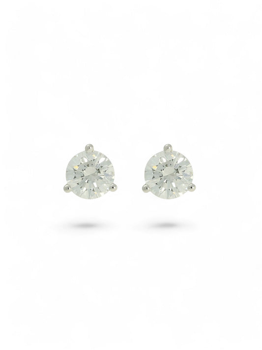 Diamond Round Brilliant 1.00ct Solitaire Stud Earrings in 18ct White Gold
