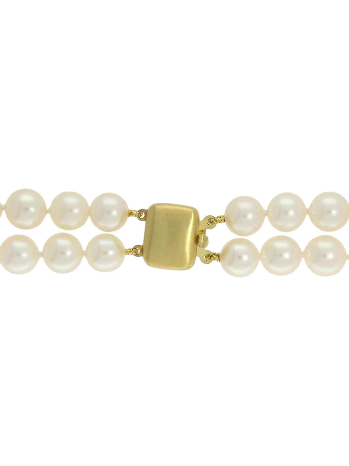 Double Row 8mm Cultured Pearl Necklace with 9ct Yellow Gold Clasp