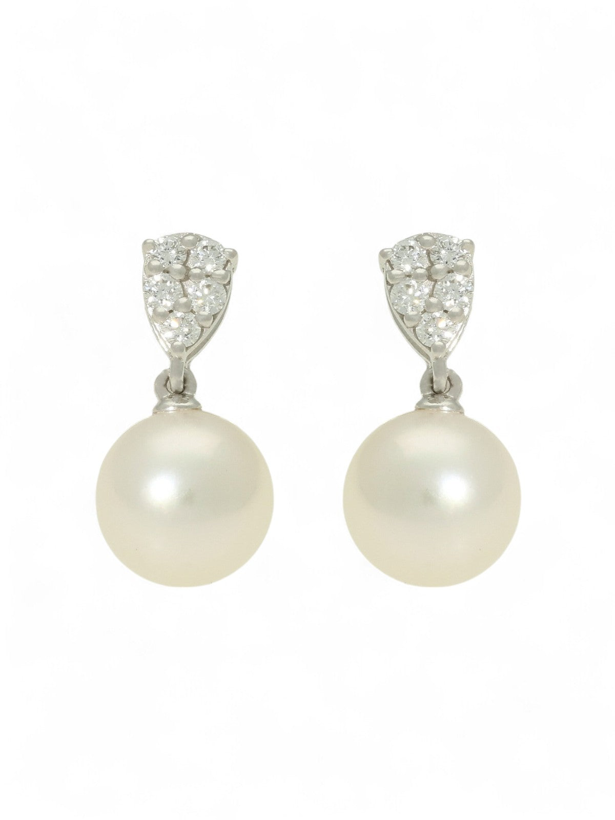 Freshwater Pearl & Diamond Drop Earrings