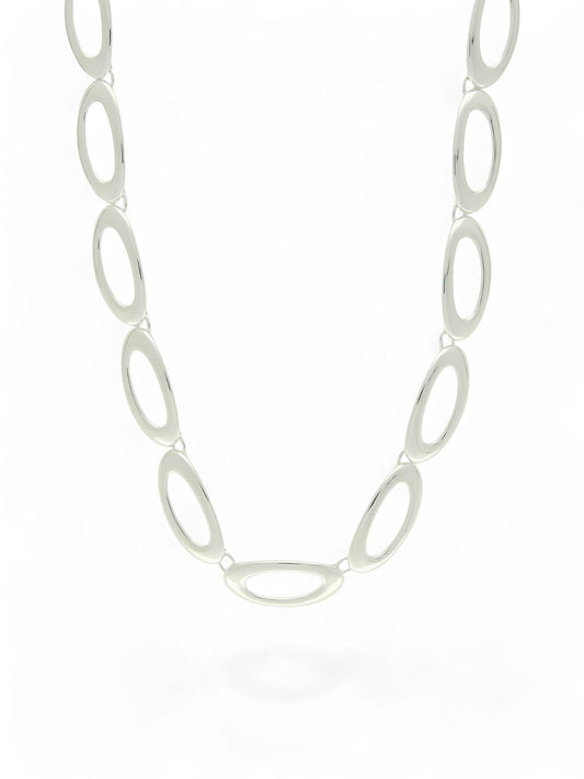 Oval Open Link Necklace in Silver
