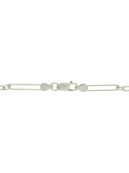 Polished Elongated Oval Link Necklace in Silver