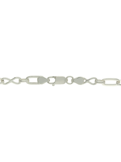Polished Oval & Figure of Eight Link Necklace in Silver