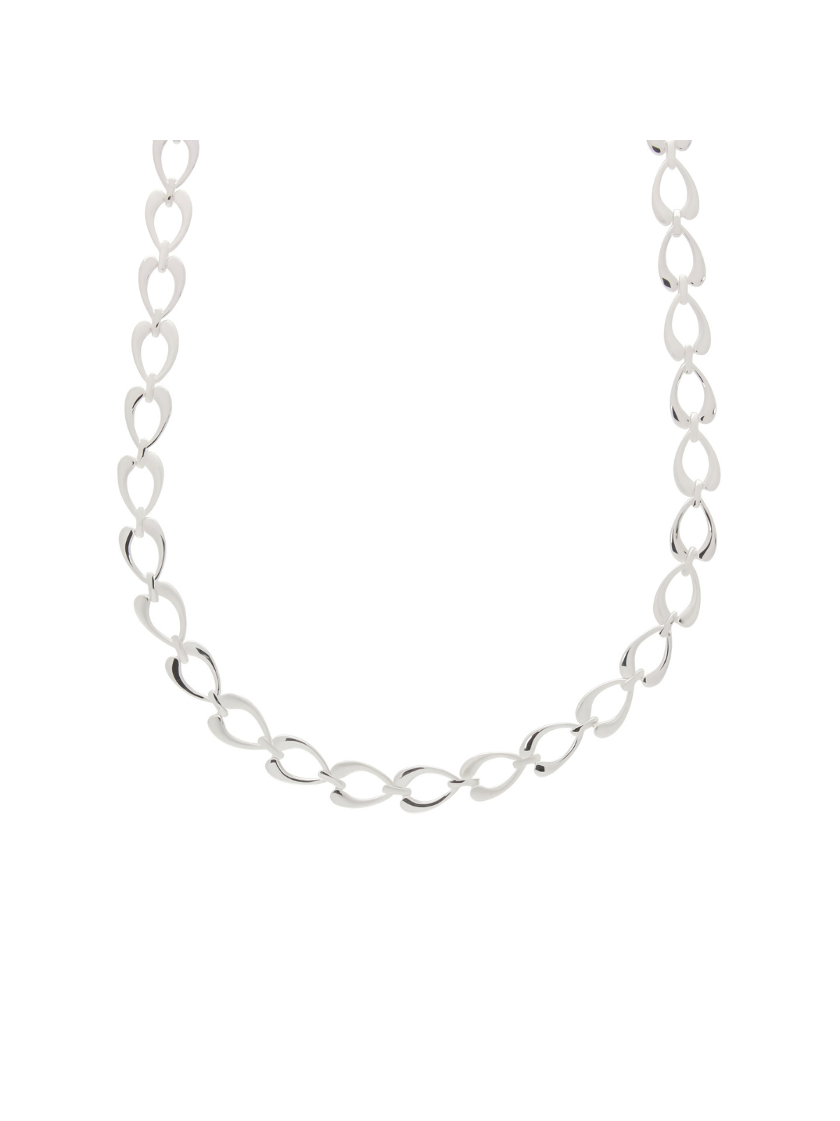 Silver Wishbone Link Necklace with Satin & Polished Finish