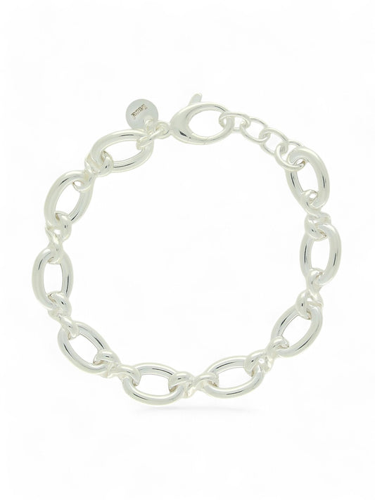 Open Oval & Figure of Eight Link Bracelet in Silver