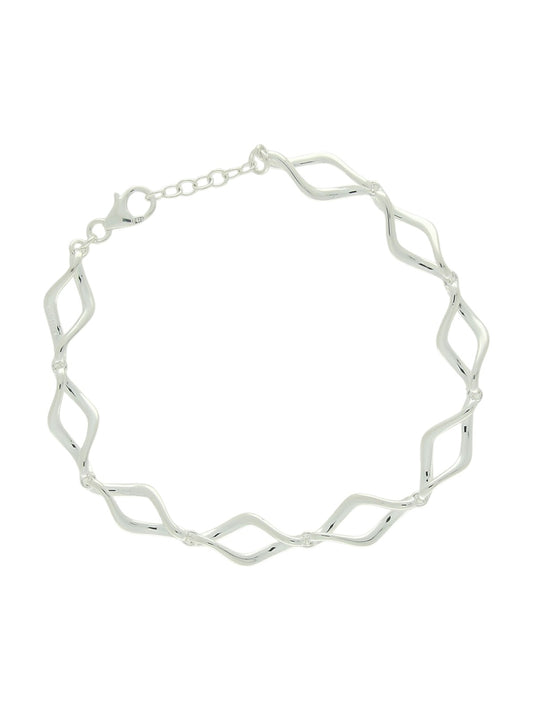 Polished Twisted Wavy Link Bracelet in Silver
