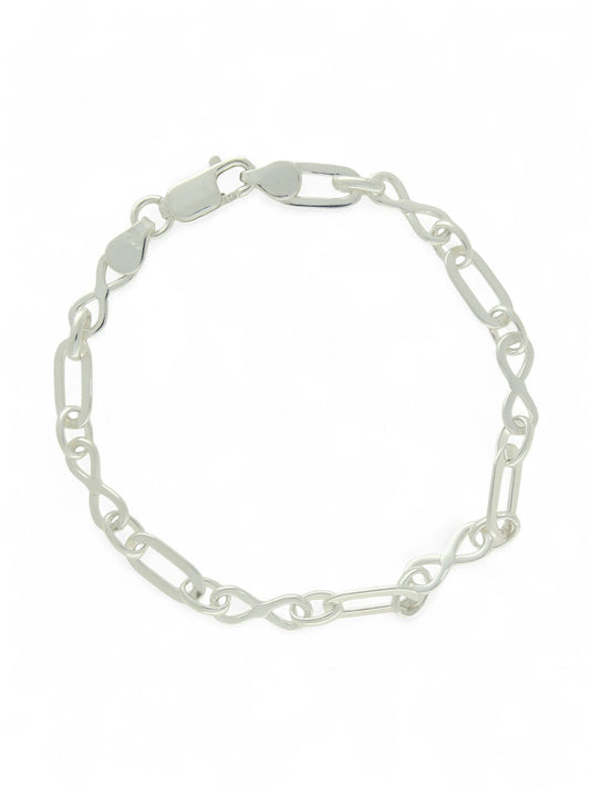 Polished Oval & Infinity Link Bracelet in Silver