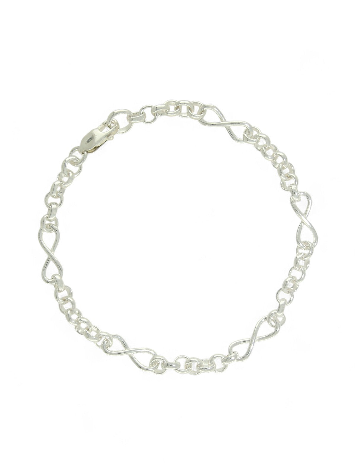 Polished Infinity Link Bracelet in Silver