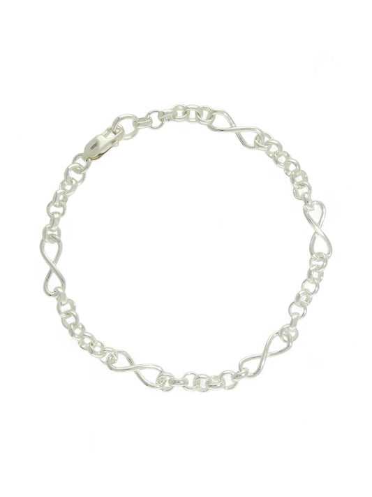 Polished Infinity Link Bracelet in Silver