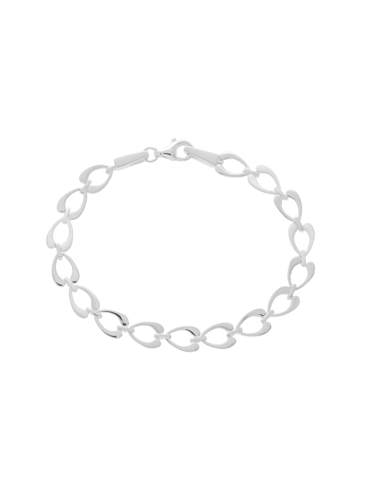Silver Wishbone Link Bracelet with Satin & Polished Finish