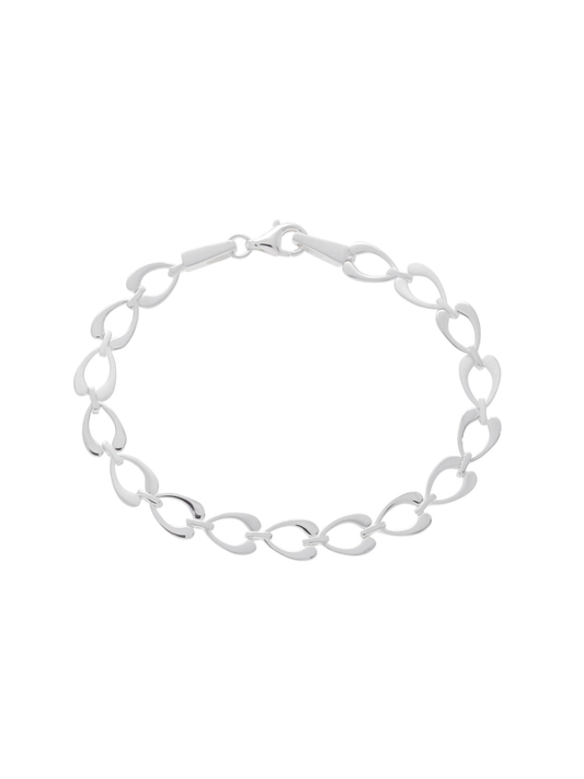 Silver Wishbone Link Bracelet with Satin & Polished Finish