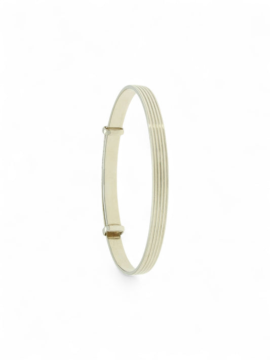 Engraved Striped Maids Bangle in Silver