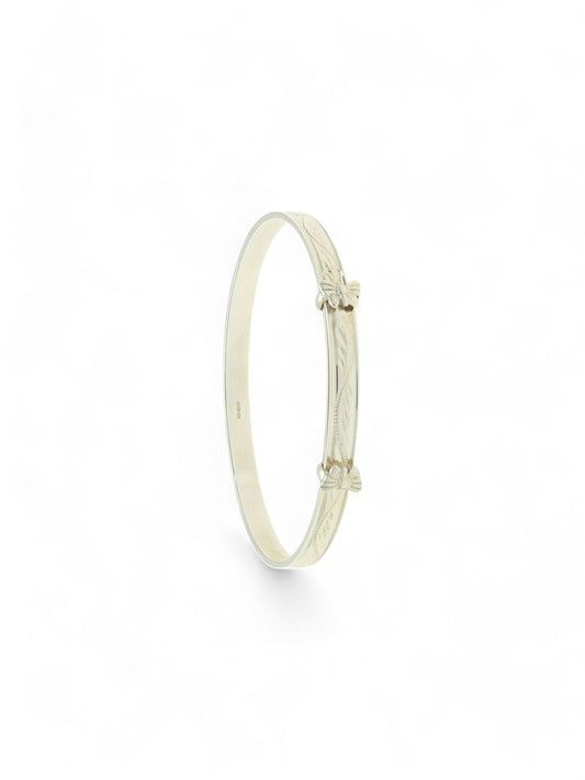 Engraved Maid's Bangle in Silver