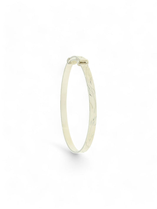Engraved Maid's Bangle in Silver
