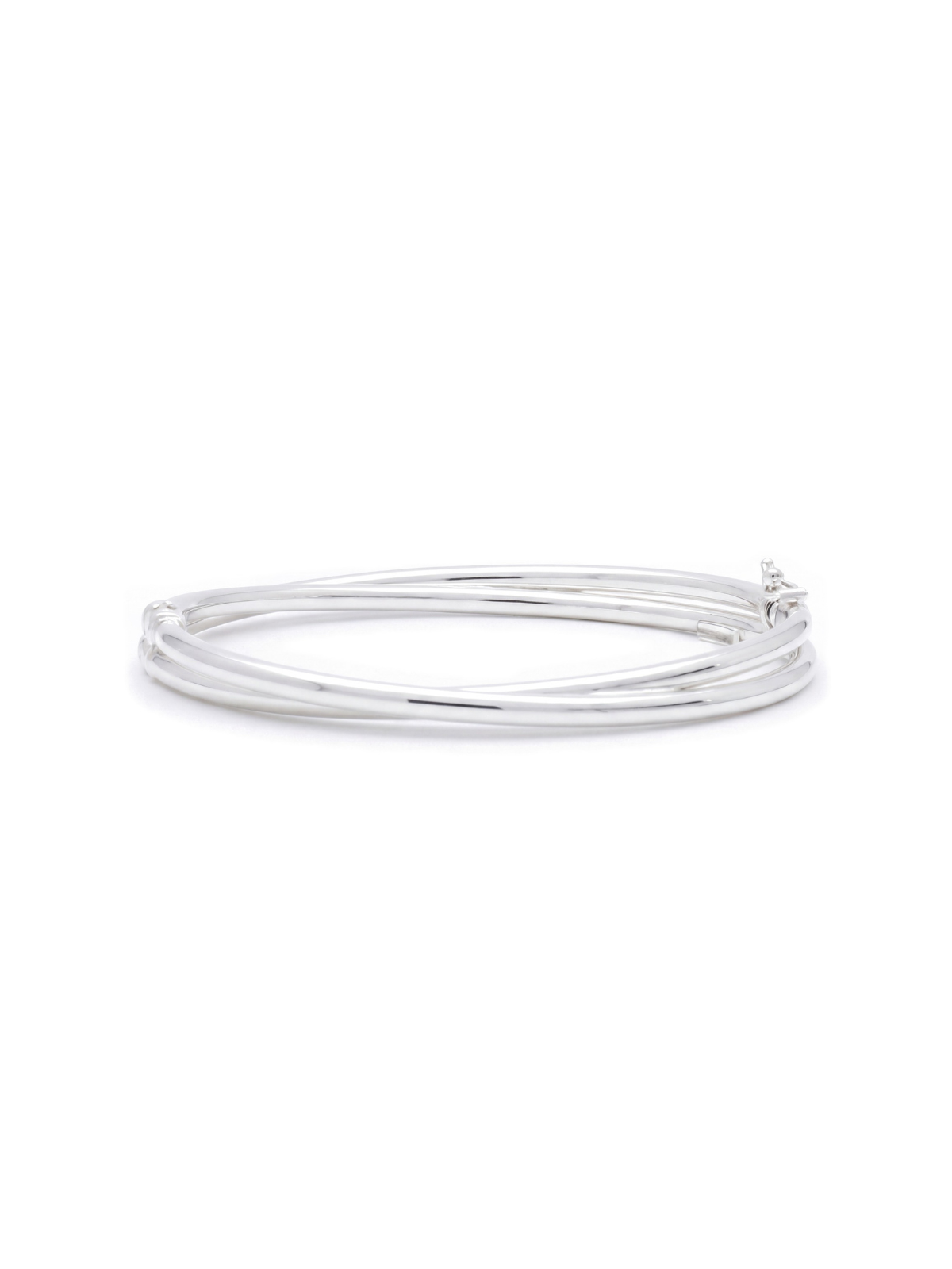 Silver 2 Strand Crossover Hinged Bangle