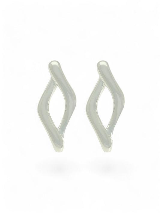 Twisted Wavy Stud Earrings in Silver