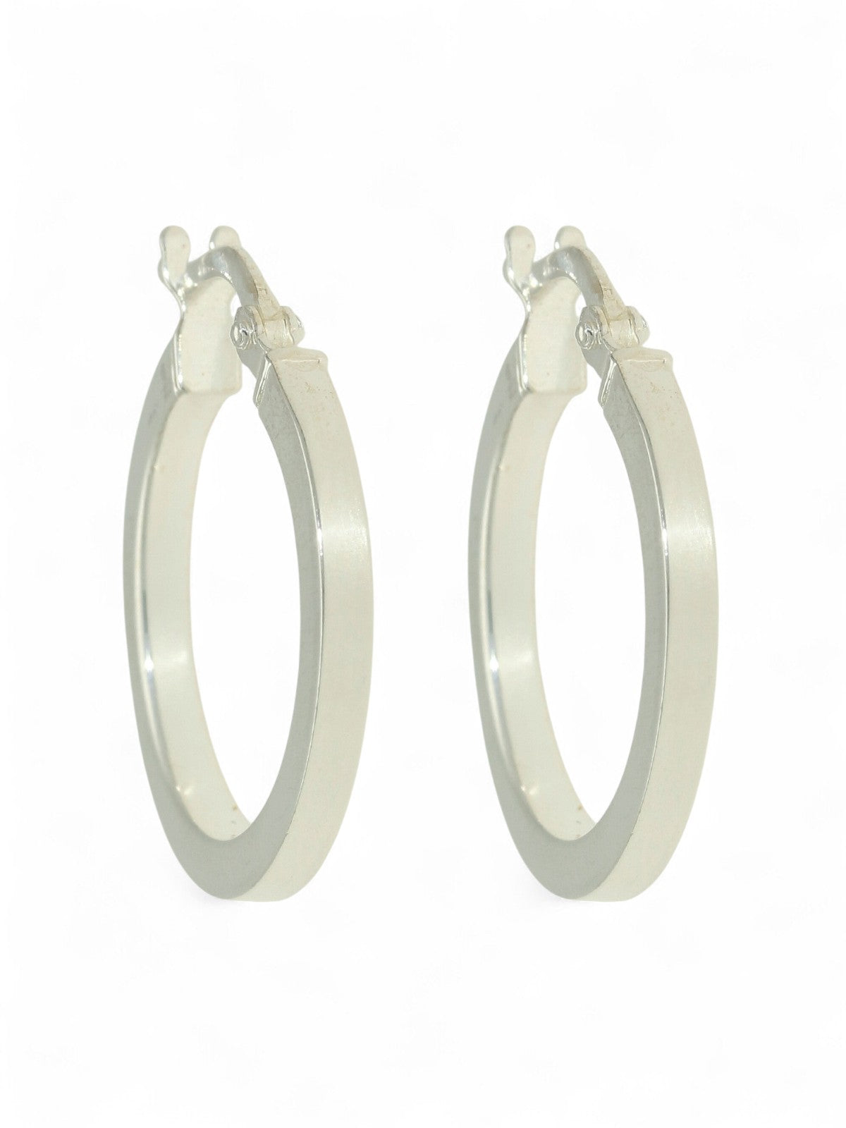 Silver Square Section Hoop Earrings