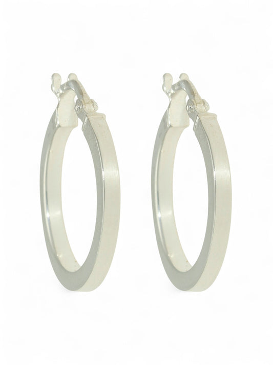 Silver Square Section Hoop Earrings