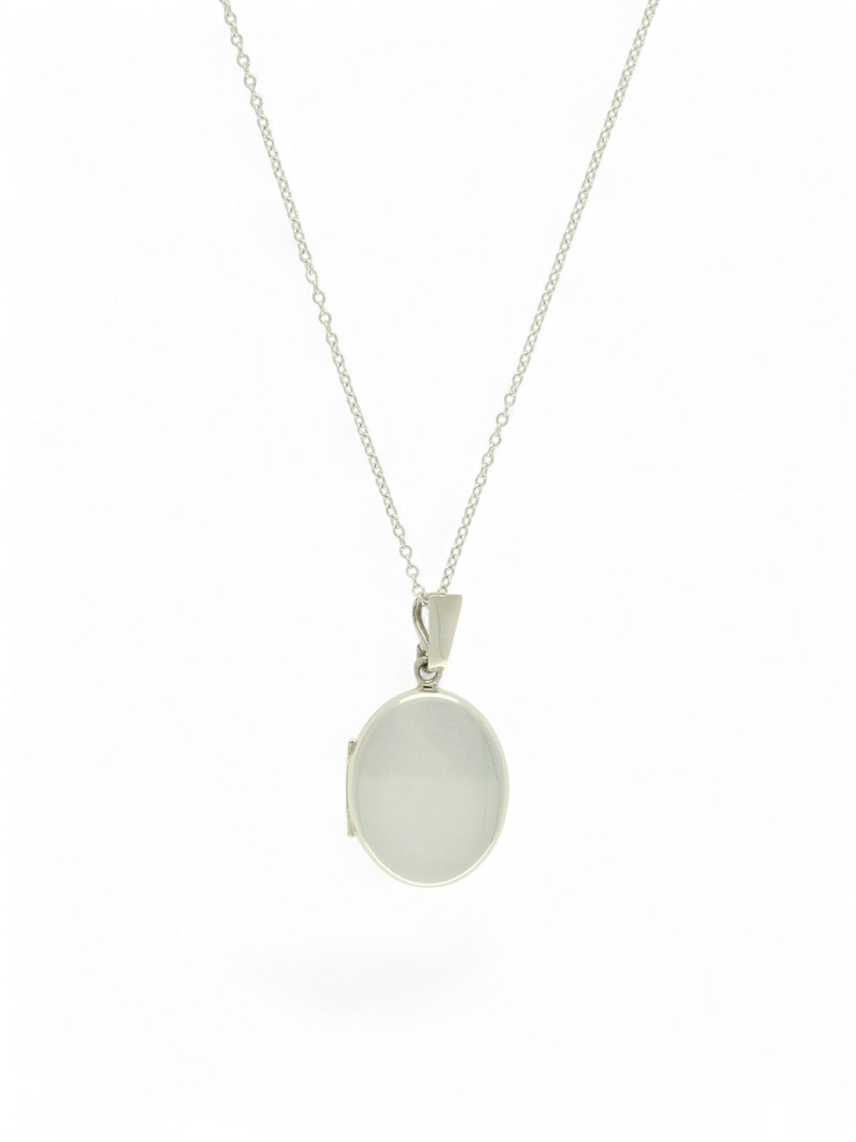 Polished Oval Locket Pendant Necklace in Silver