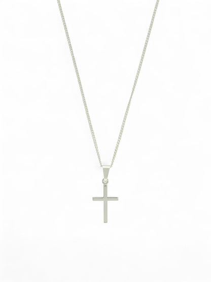 Polished Cross Pendant Necklace in Silver
