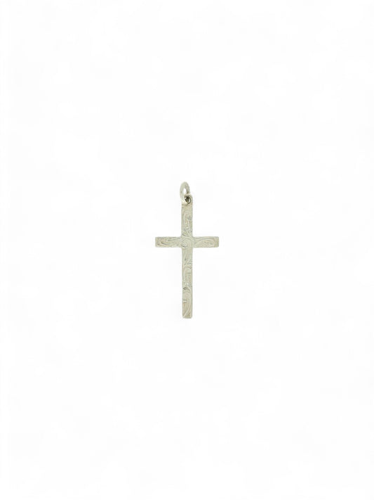 Engraved Cross Pendant in Silver